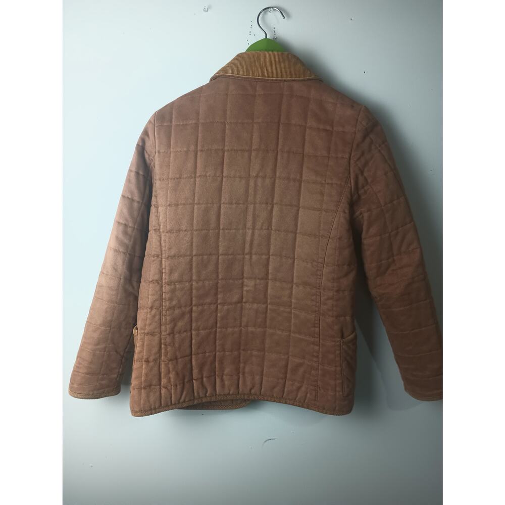 Women's Brown Quilted Barn Jacket Corduroy Collar Petite Button Front Western - Picture 6 of 6